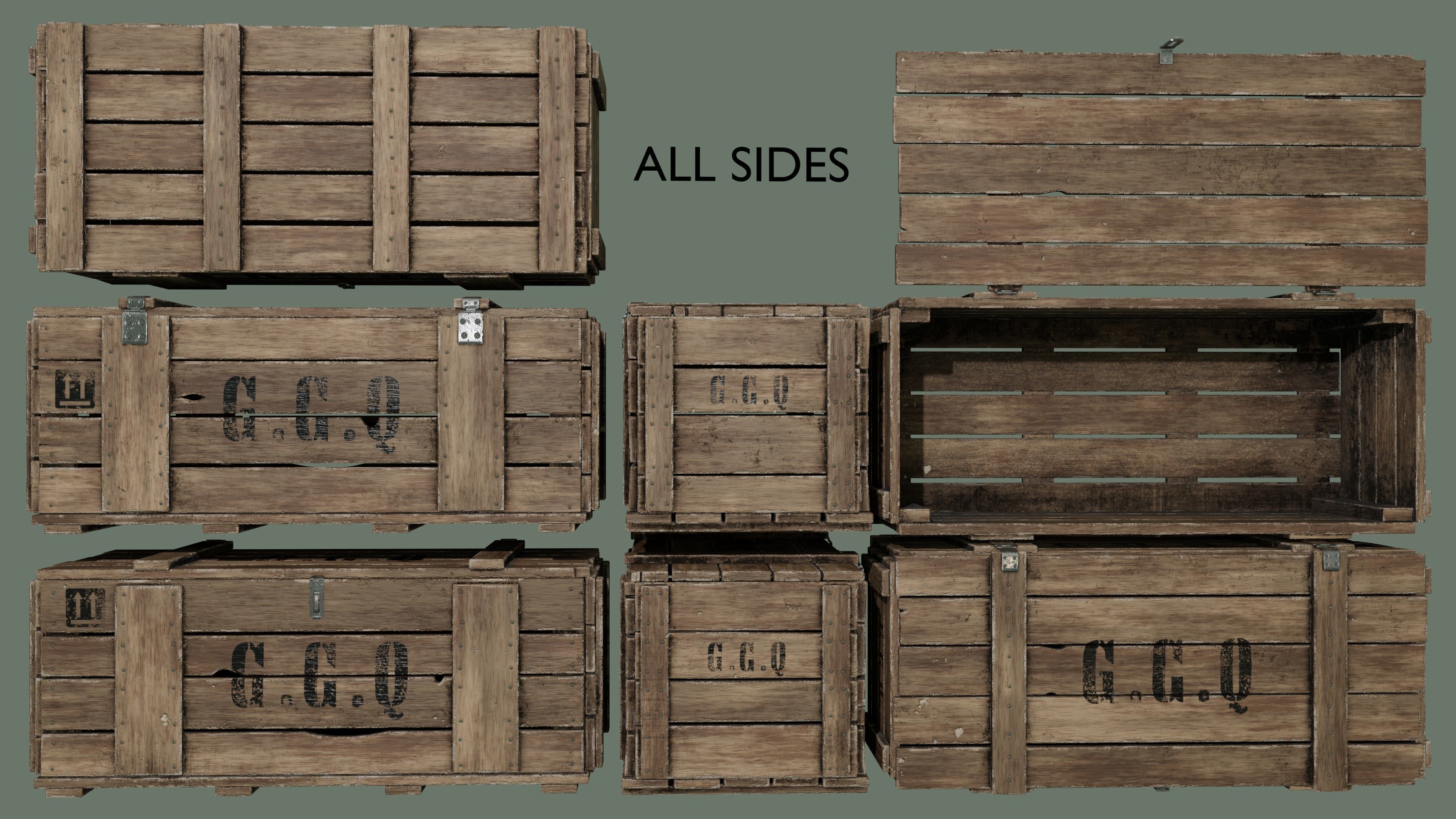 Wooden boxes Low-poly 3D model_12