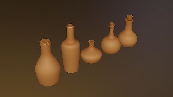Bottle Collection set of wine bottles 3D print model