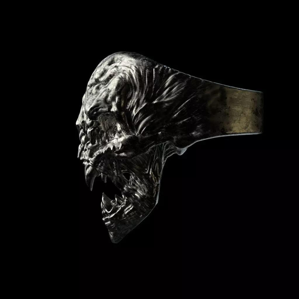 Demon Head Skull Ring STL 3D print model