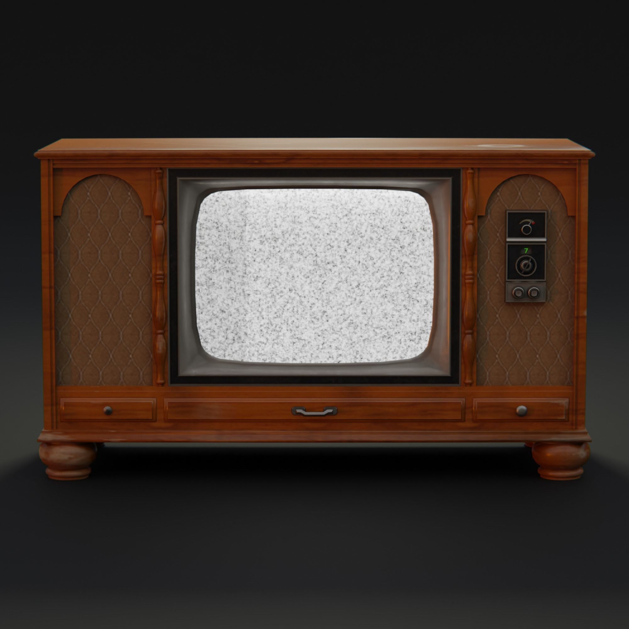 1970s Console Television Low-poly 3D model_13