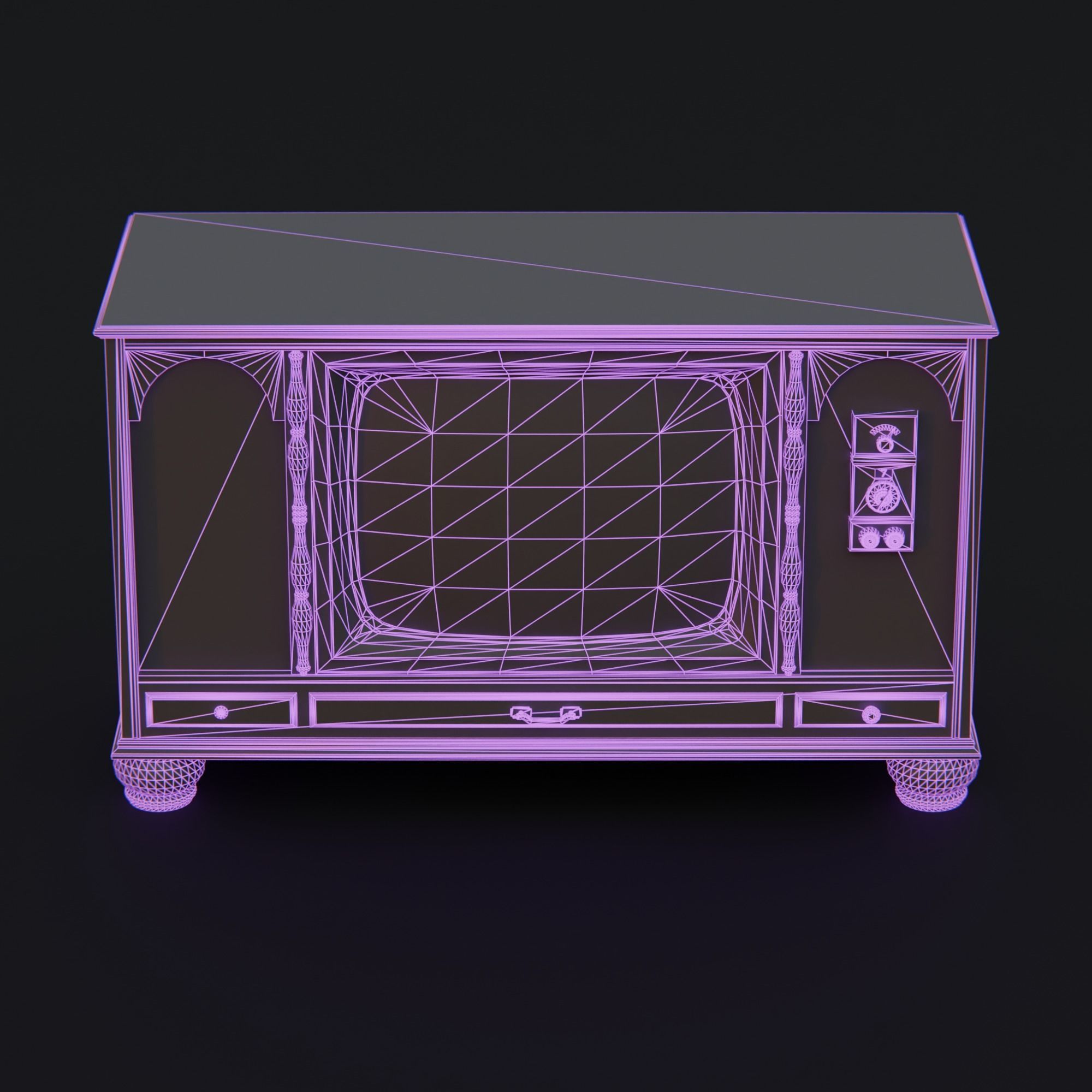 1970s Console Television Low-poly 3D model_14