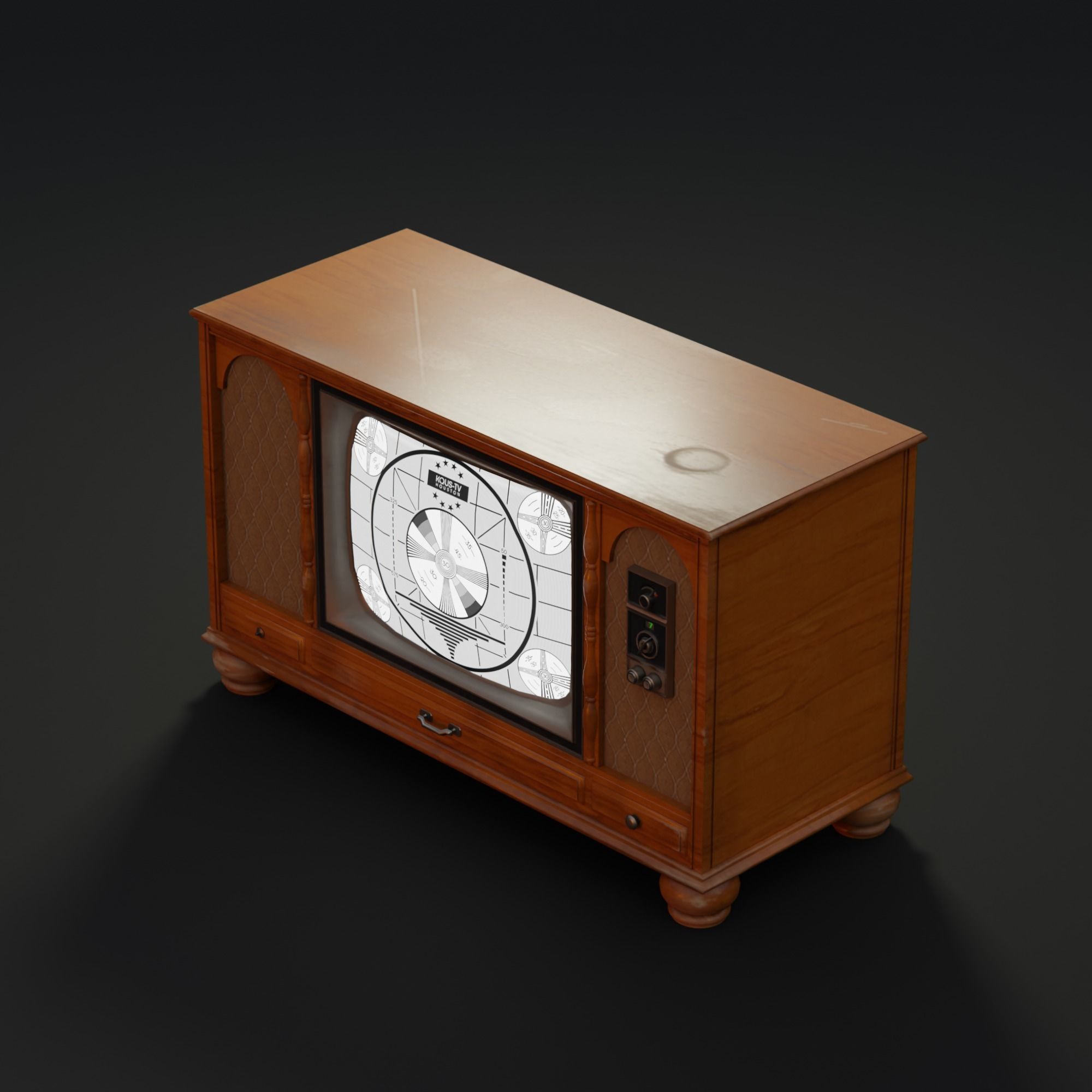 1970s Console Television Low-poly 3D model_3