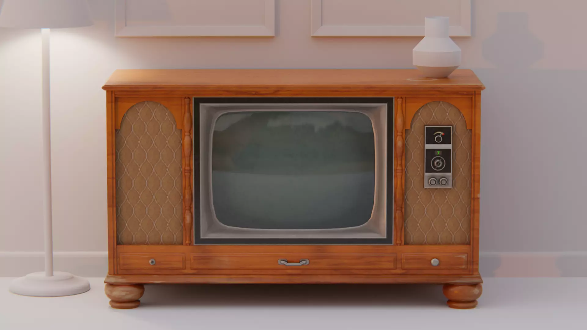 1970s Console Television Low-poly 3D model_0