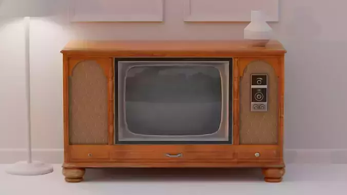 1970s Console Television Low-poly 3D model