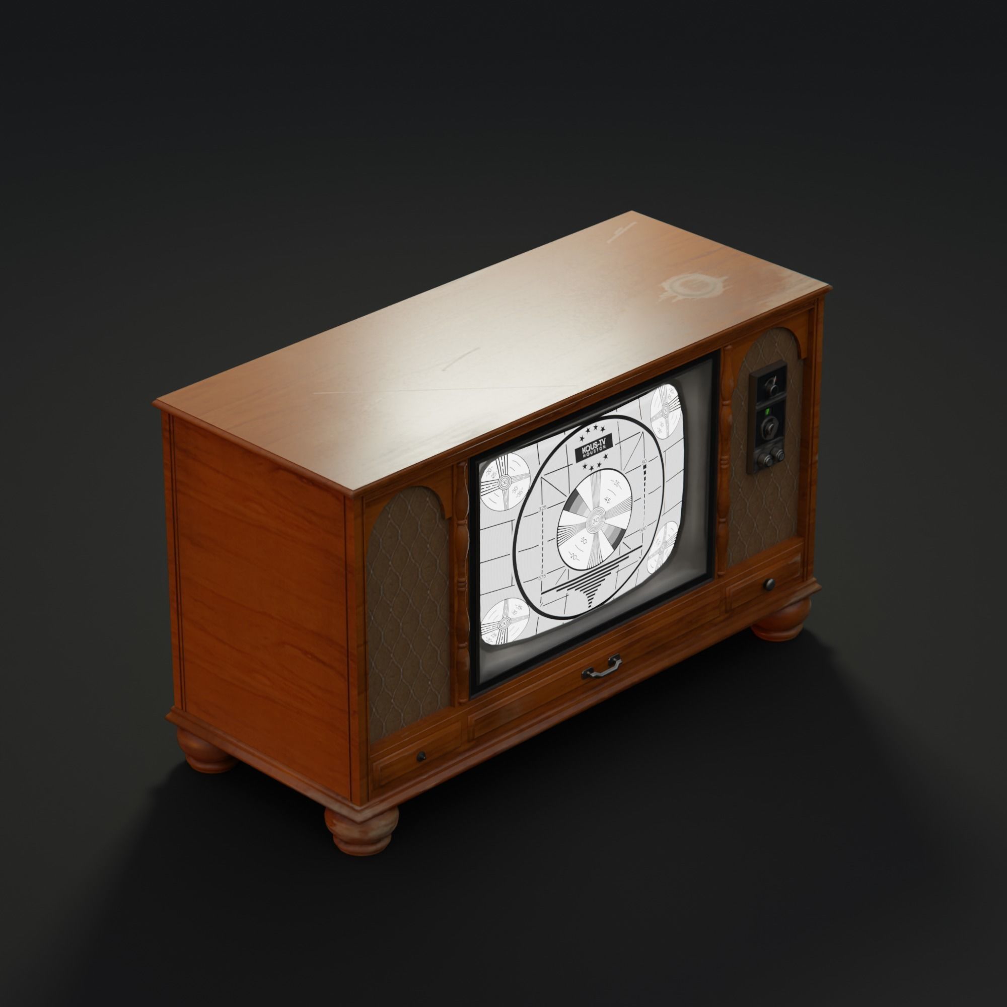 1970s Console Television Low-poly 3D model_8