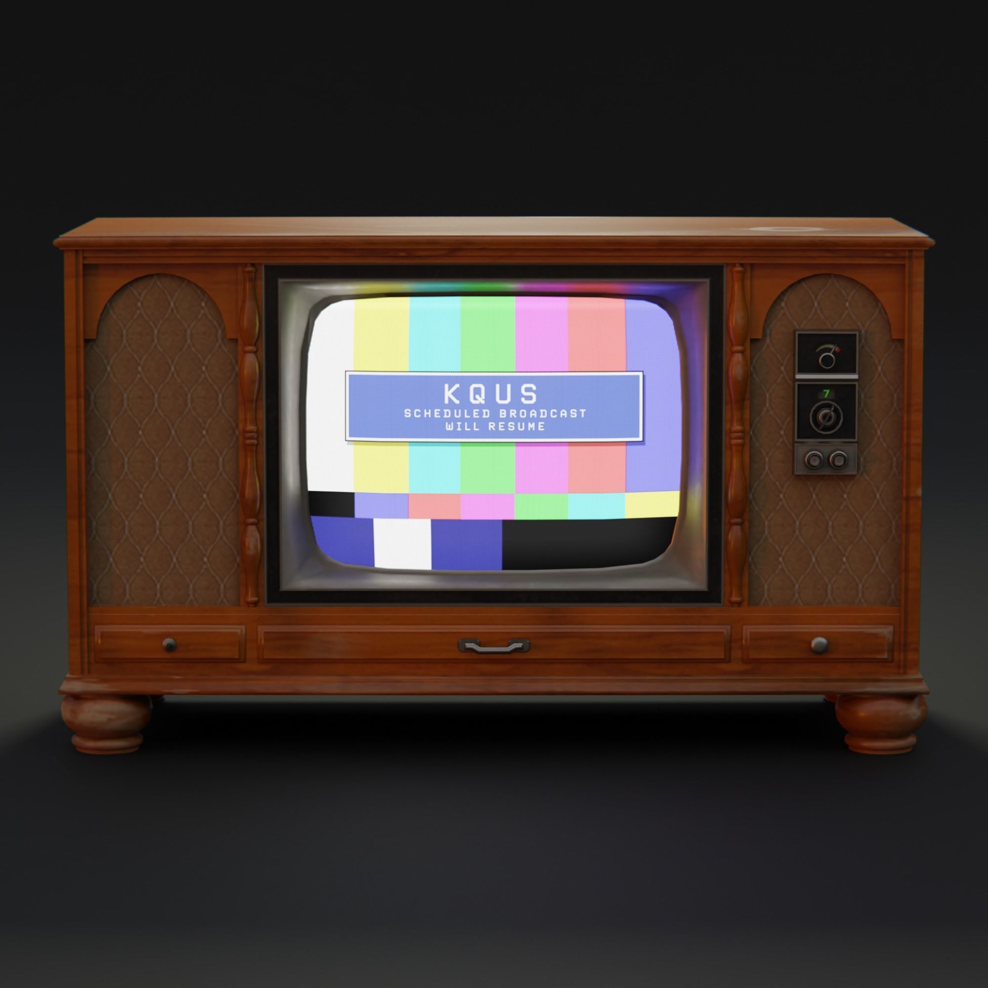 1970s Console Television Low-poly 3D model_12