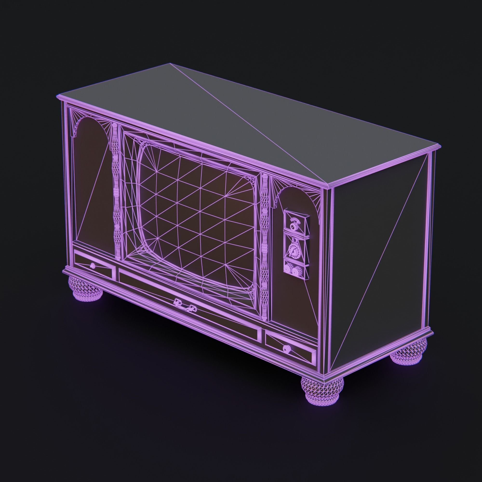 1970s Console Television Low-poly 3D model_15