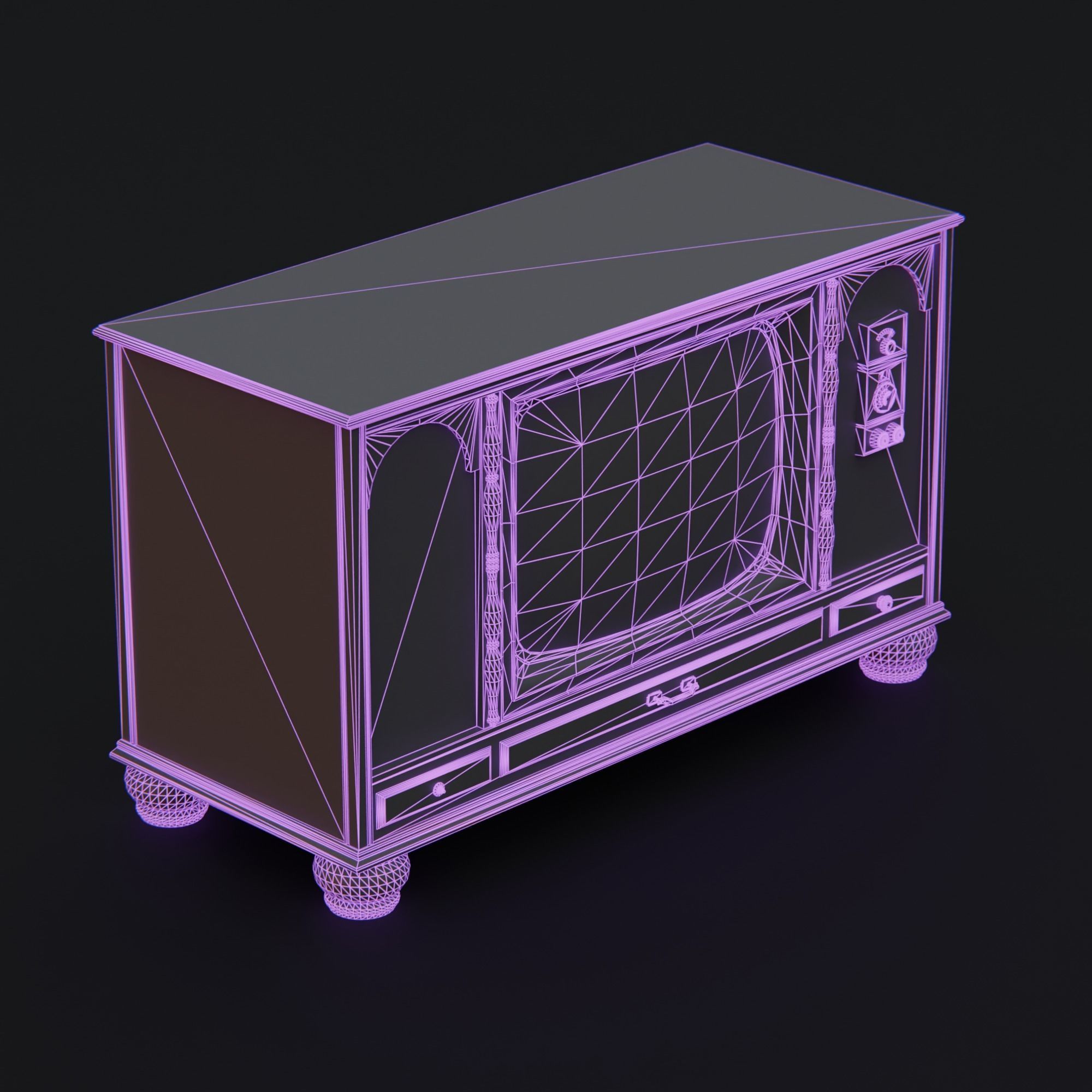1970s Console Television Low-poly 3D model_21