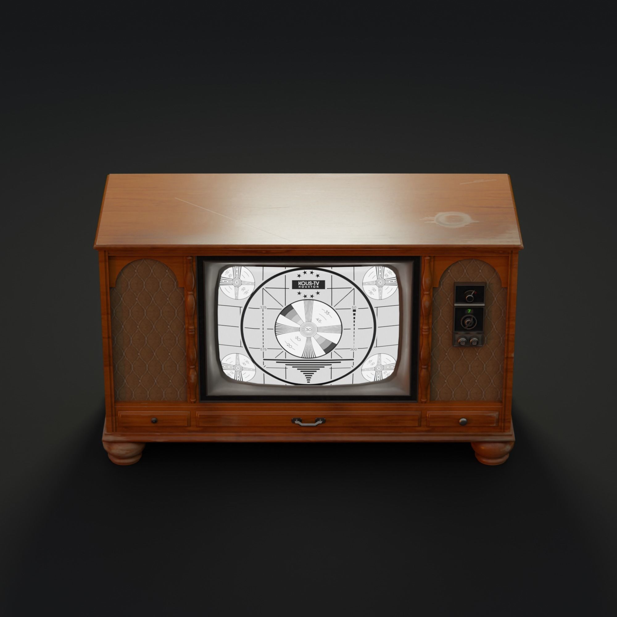 1970s Console Television Low-poly 3D model_2