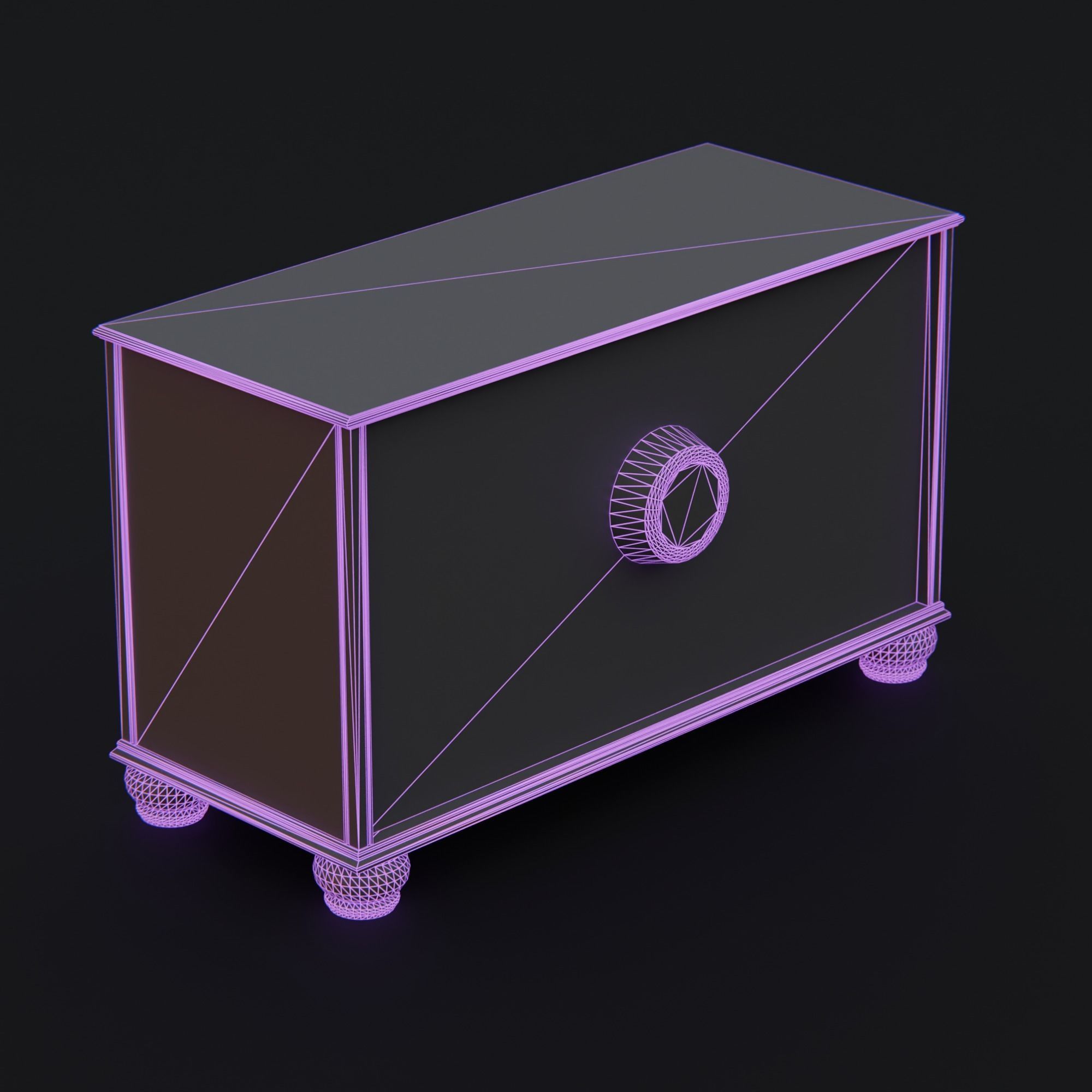 1970s Console Television Low-poly 3D model_17