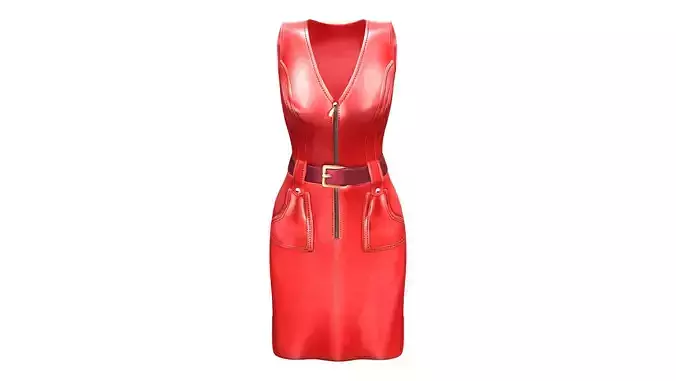 Leather Pockets Dress