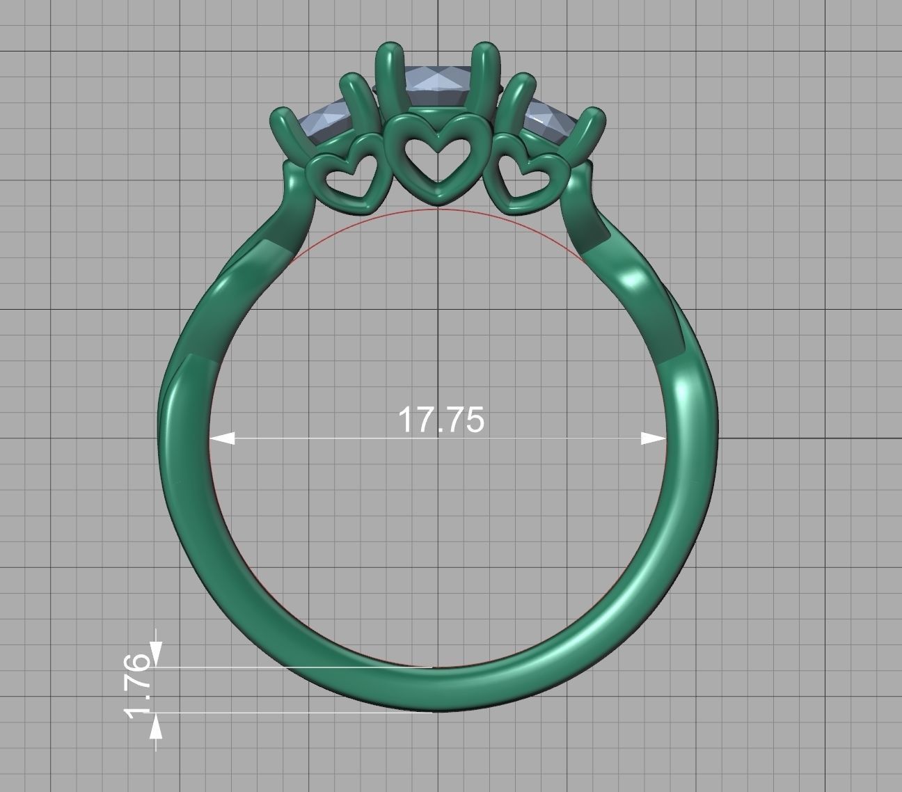 Three Stone Engagement Ring Half Carat Main Stone 3d model 3D print model_17