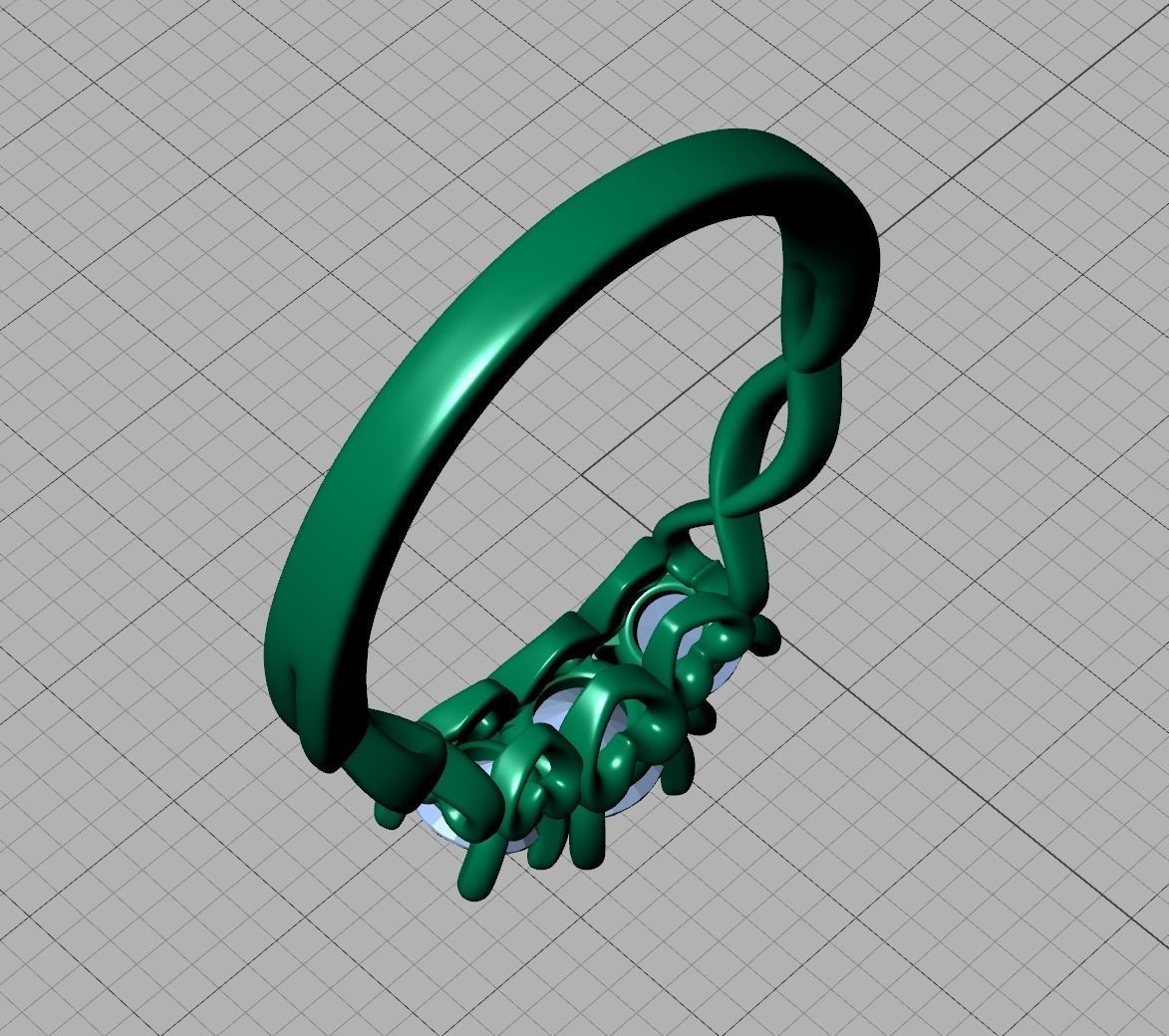 Three Stone Engagement Ring Half Carat Main Stone 3d model 3D print model_22