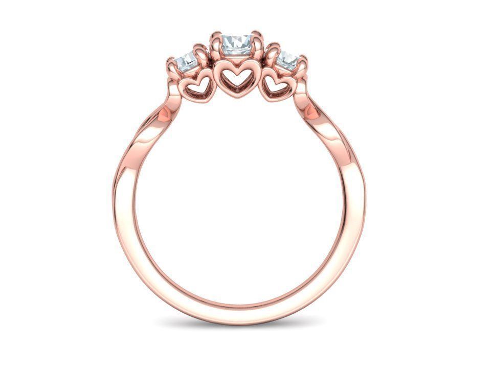 Three Stone Engagement Ring Half Carat Main Stone 3d model 3D print model_27