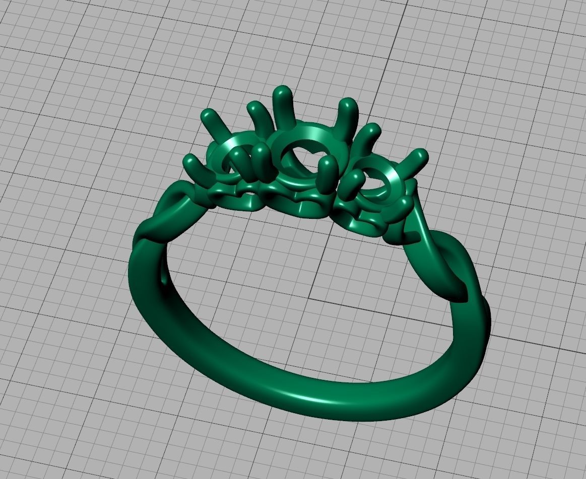 Three Stone Engagement Ring Half Carat Main Stone 3d model 3D print model_23