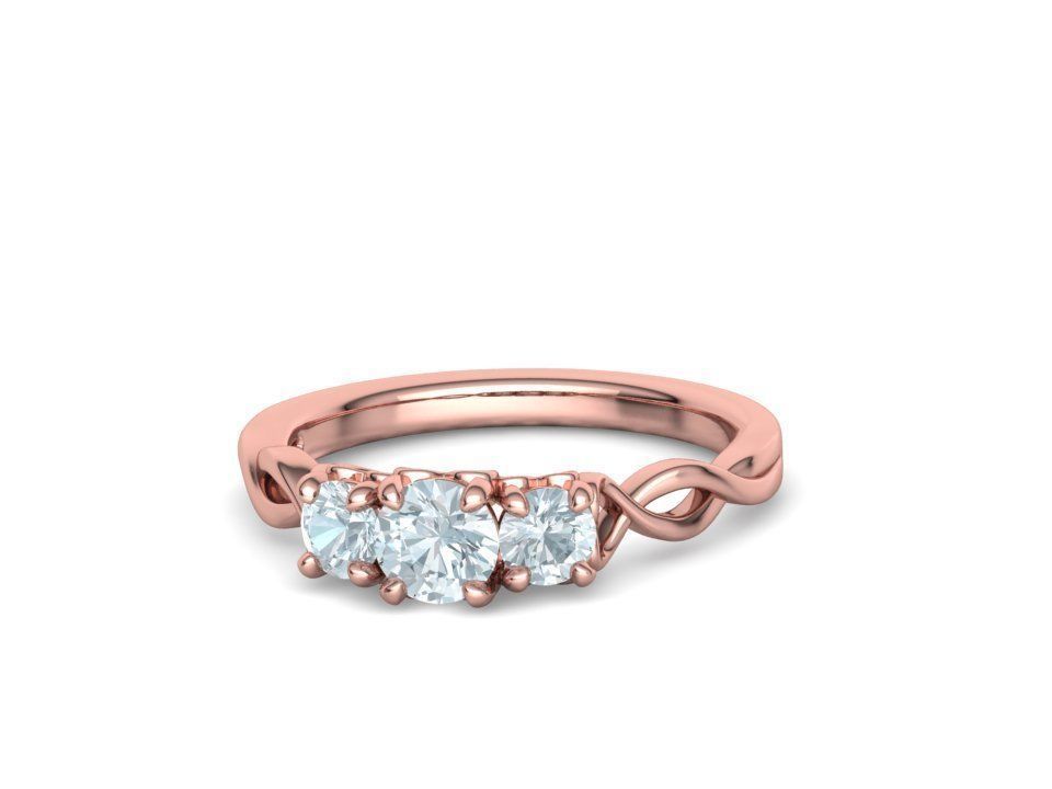 Three Stone Engagement Ring Half Carat Main Stone 3d model 3D print model_6