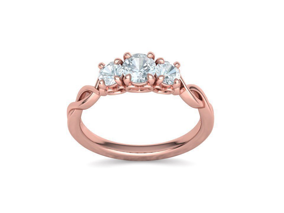 Three Stone Engagement Ring Half Carat Main Stone 3d model 3D print model_24