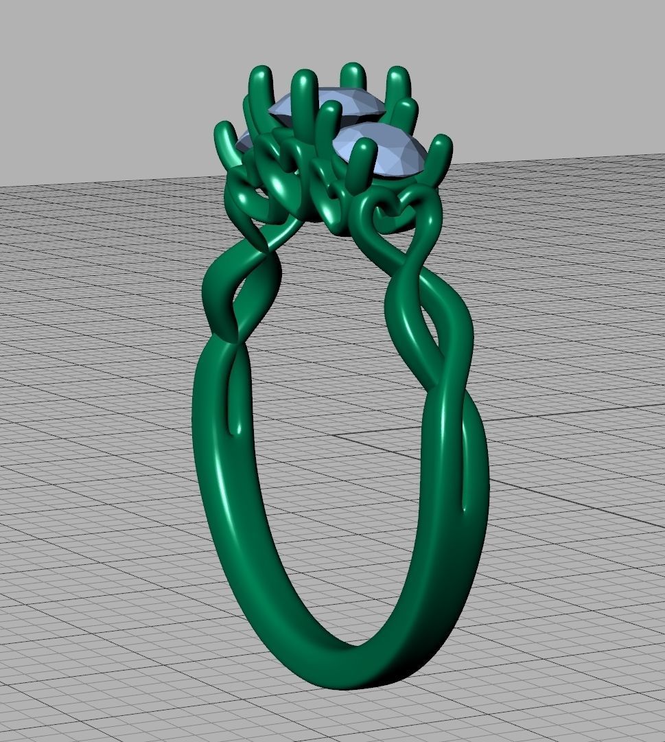 Three Stone Engagement Ring Half Carat Main Stone 3d model 3D print model_20