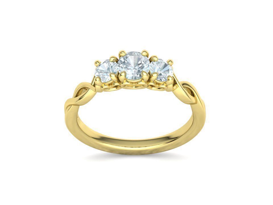 Three Stone Engagement Ring Half Carat Main Stone 3d model 3D print model_25
