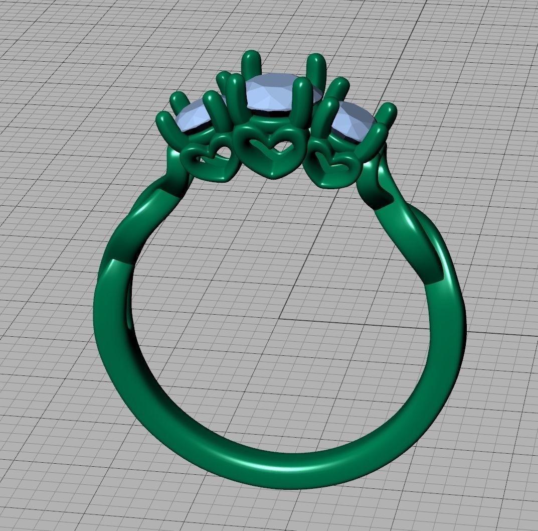 Three Stone Engagement Ring Half Carat Main Stone 3d model 3D print model_19