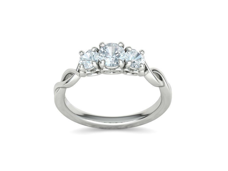 Three Stone Engagement Ring Half Carat Main Stone 3d model 3D print model_26