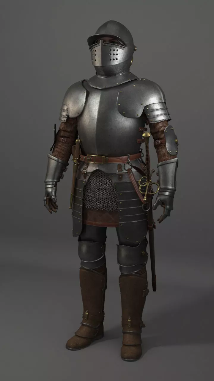 Knight medieval armor 3D model_0