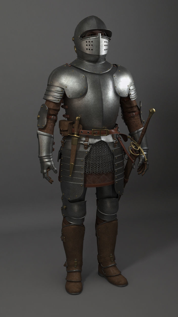 Knight medieval armor 3D model_1