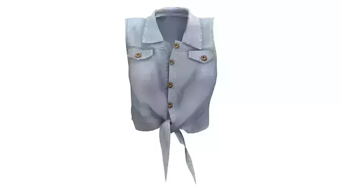 Cropped Tie-front Shirt