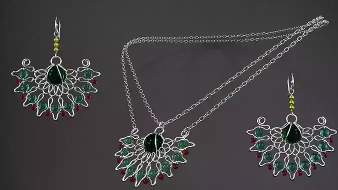 earrings emerald necklace and set