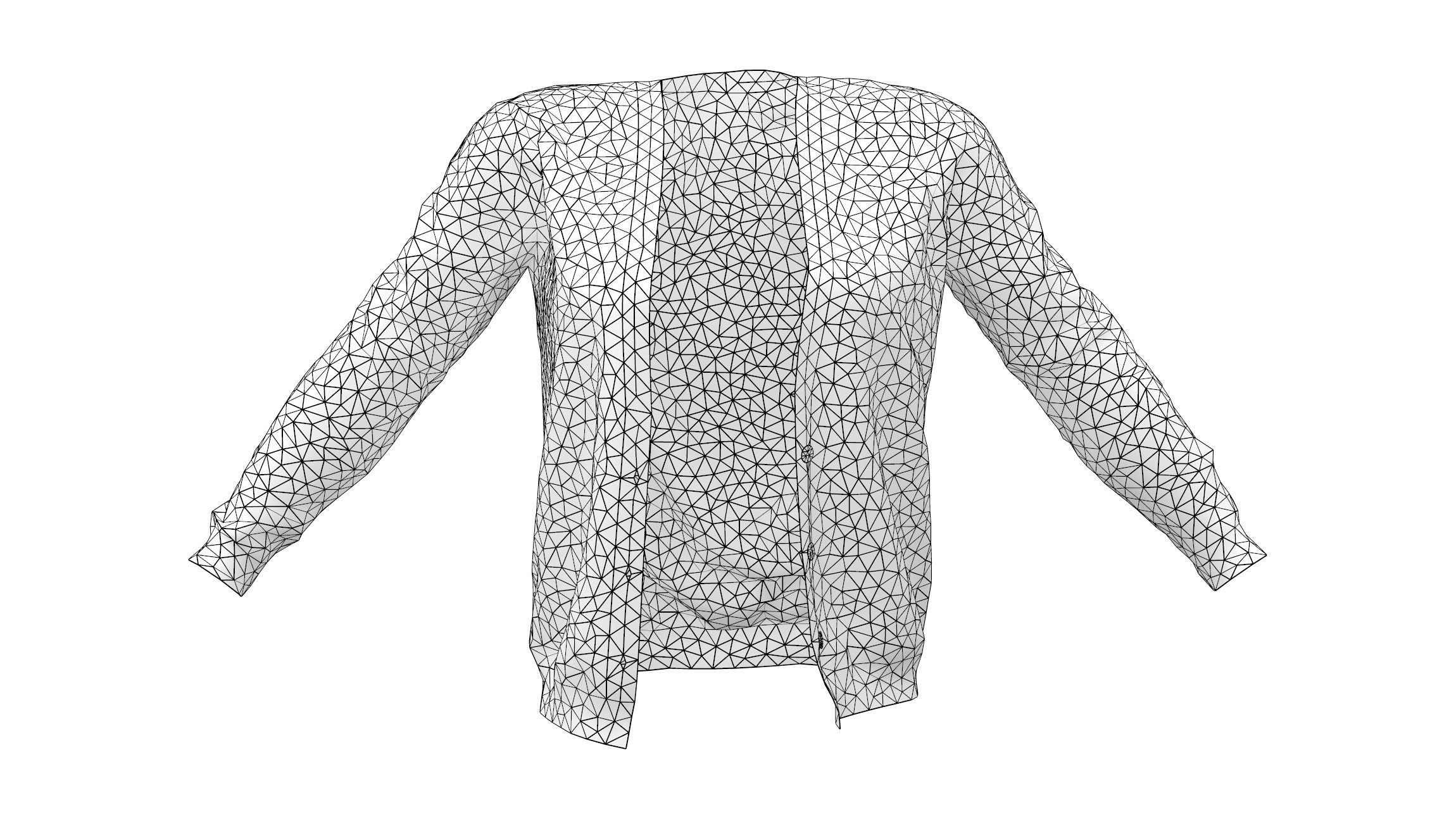 Ladies Cardigan Unbuttoned Low-poly 3D model_10
