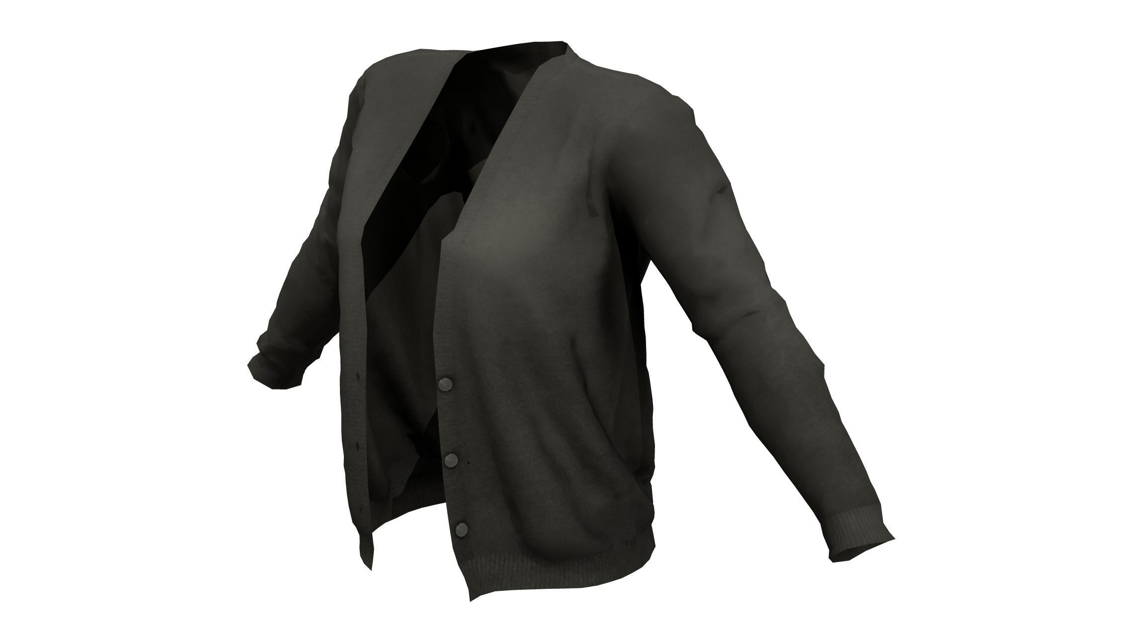 Ladies Cardigan Unbuttoned Low-poly 3D model_7