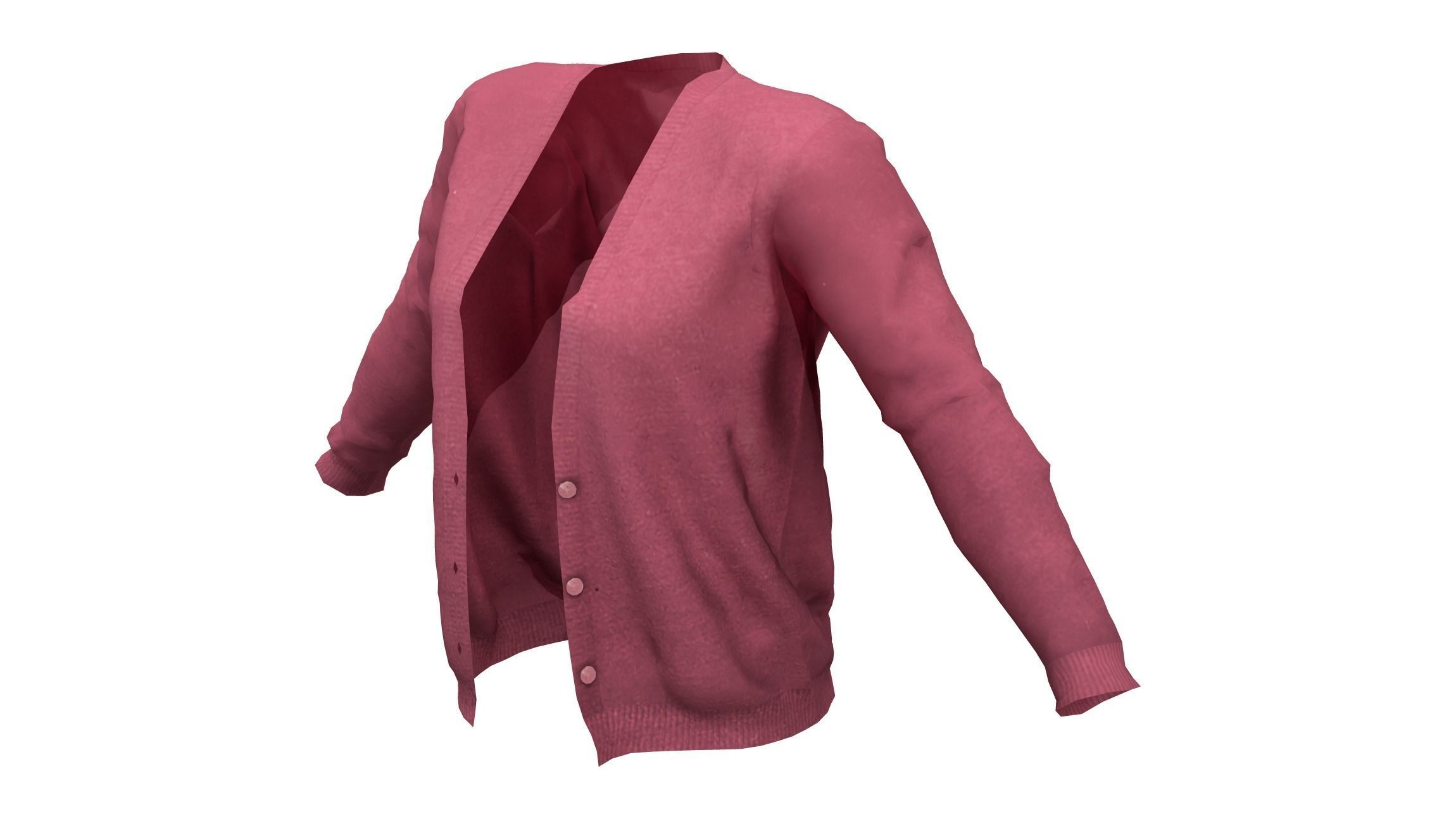 Ladies Cardigan Unbuttoned Low-poly 3D model_2
