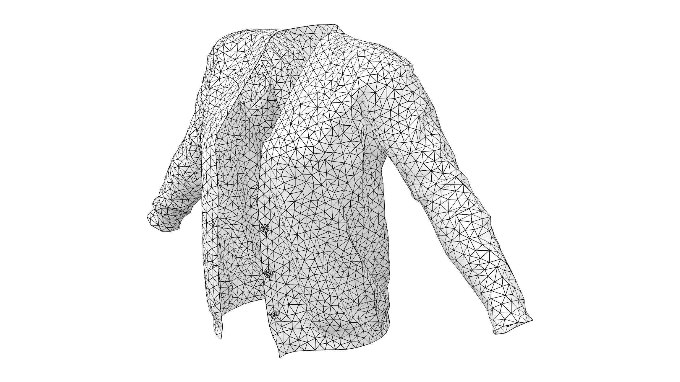 Ladies Cardigan Unbuttoned Low-poly 3D model_11