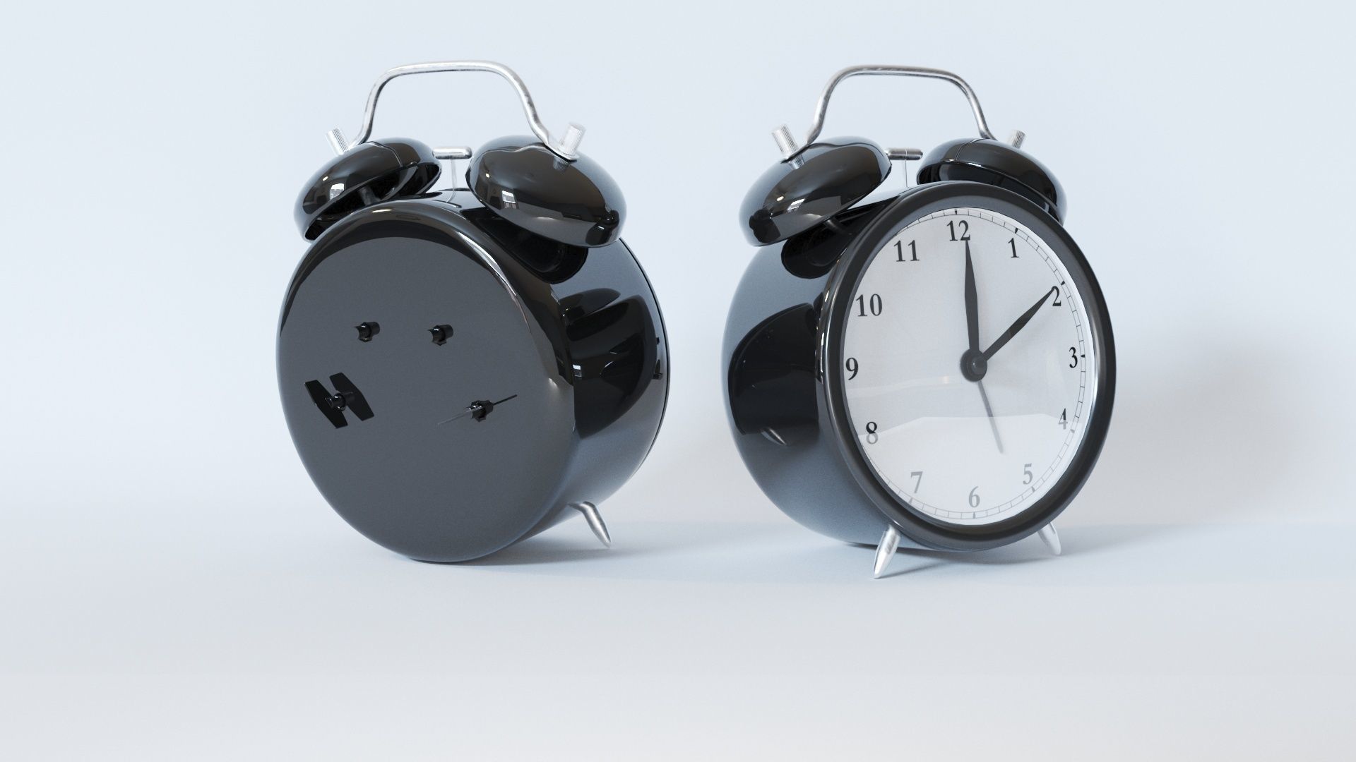 Black Alarm Clock 3D model_3