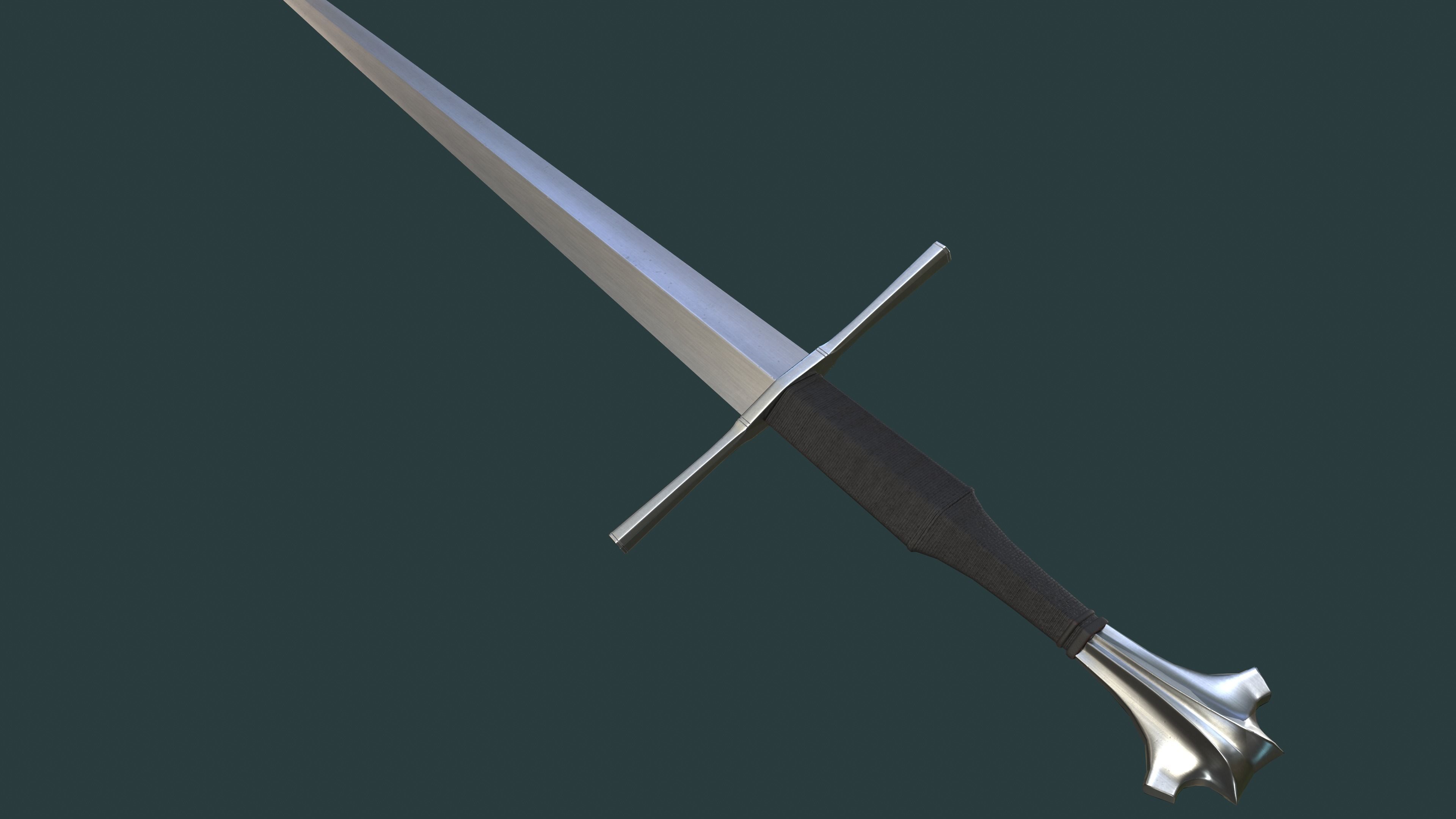 Albion Regent Medieval Sword PBR game ready Low-poly 3D model_1