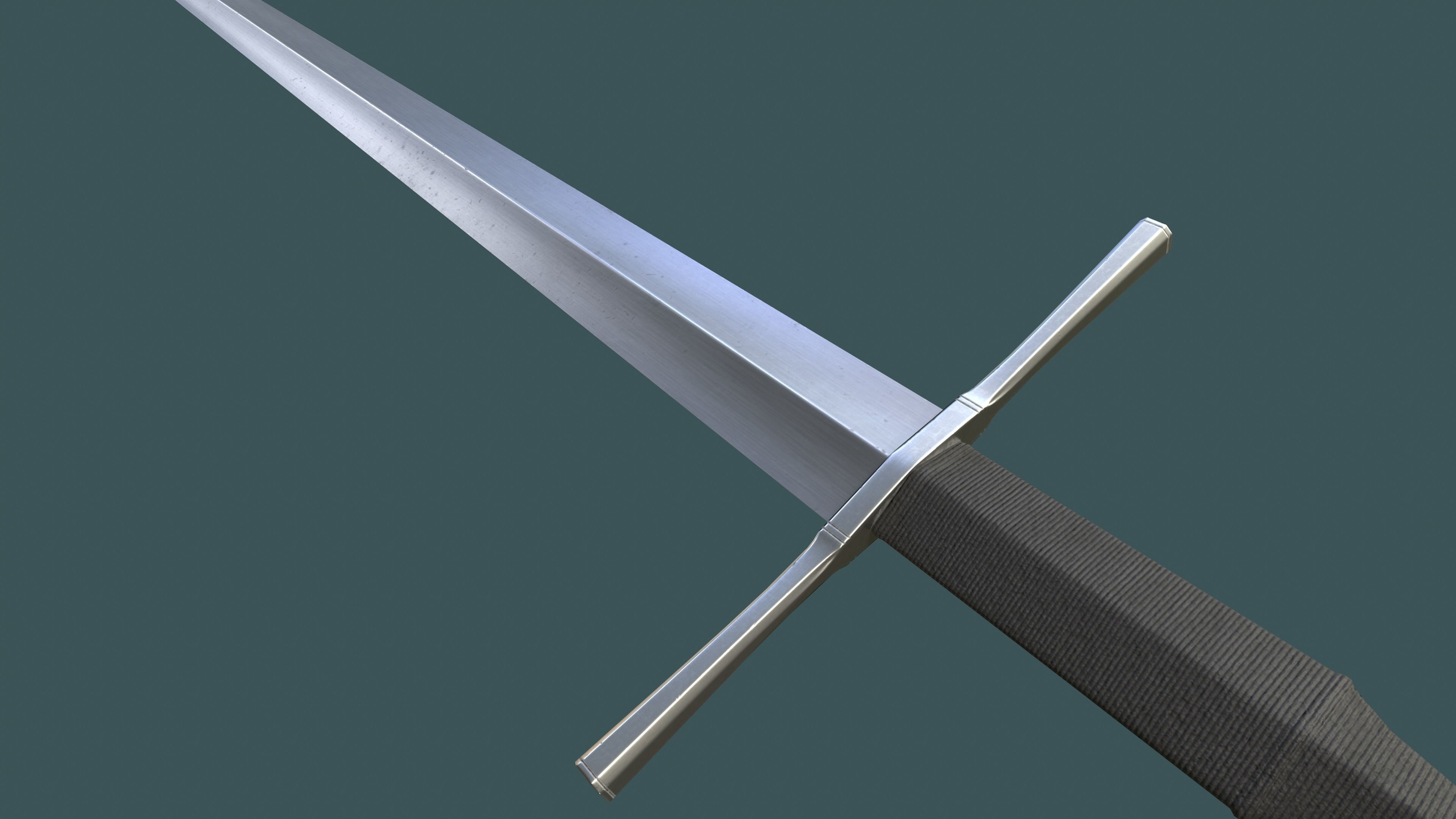 Albion Regent Medieval Sword PBR game ready Low-poly 3D model_2