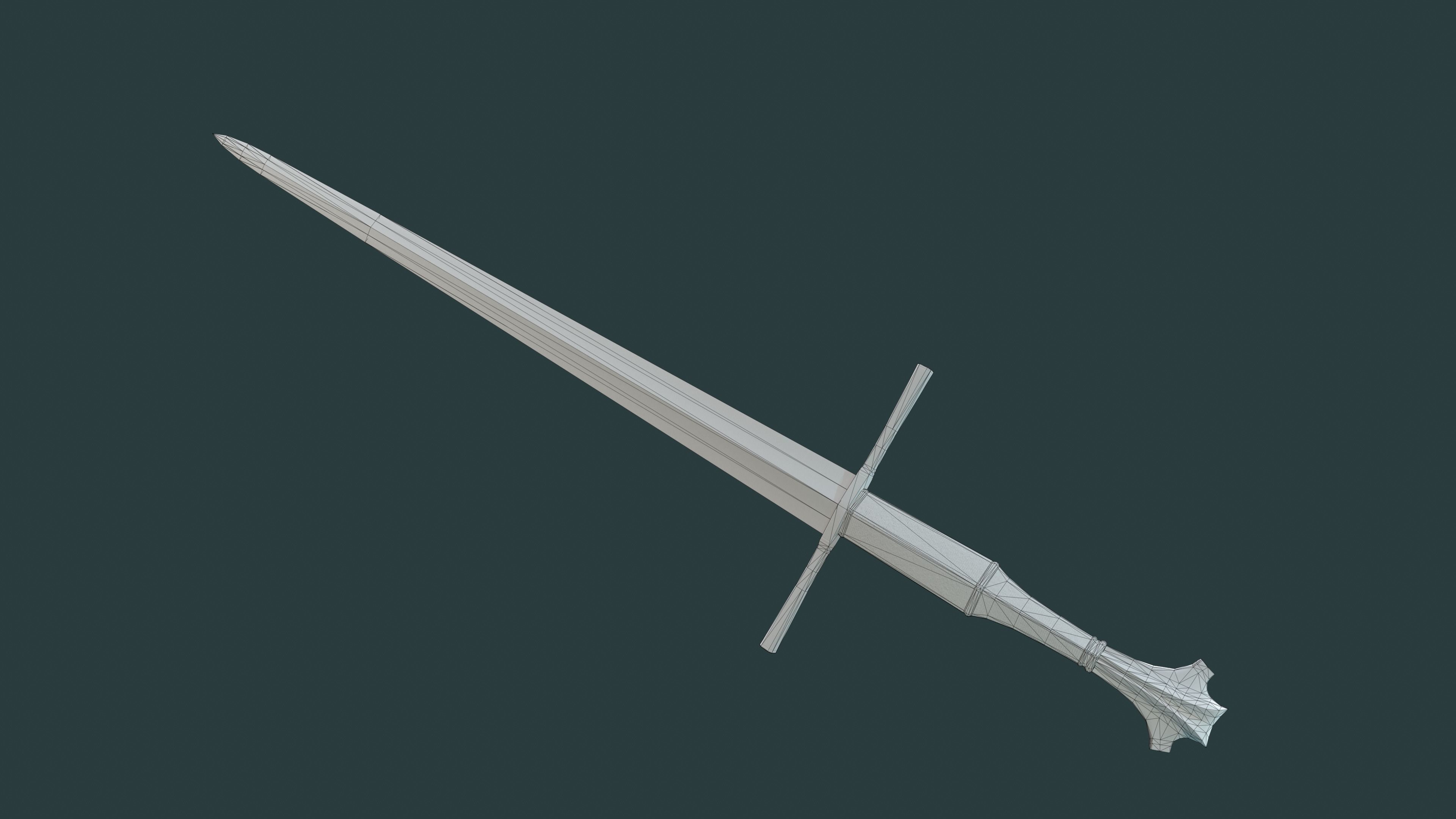 Albion Regent Medieval Sword PBR game ready Low-poly 3D model_5