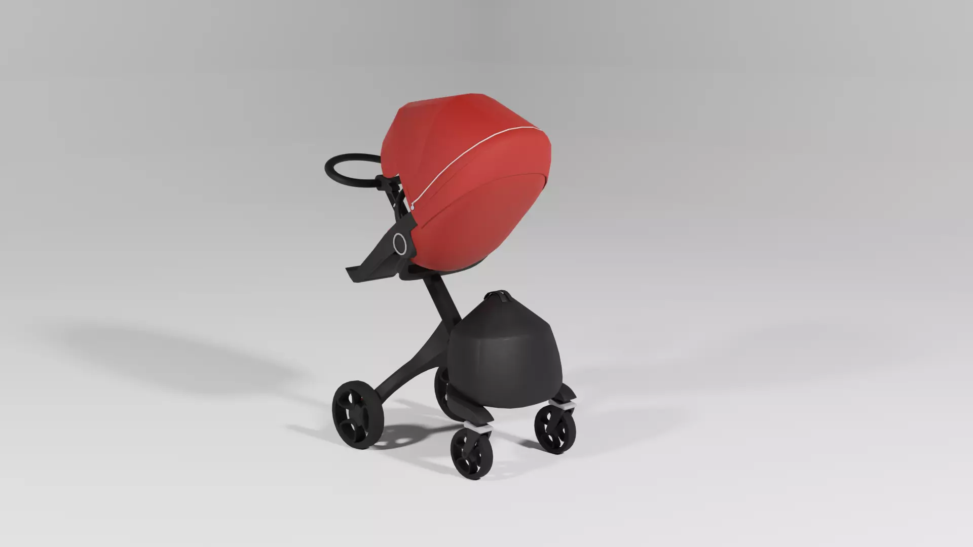 Unique design red baby stroller with container S Low-poly 3D model