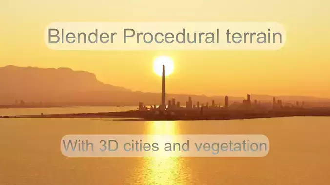 Large scale procedural terrain generator with 3D cities 3D model