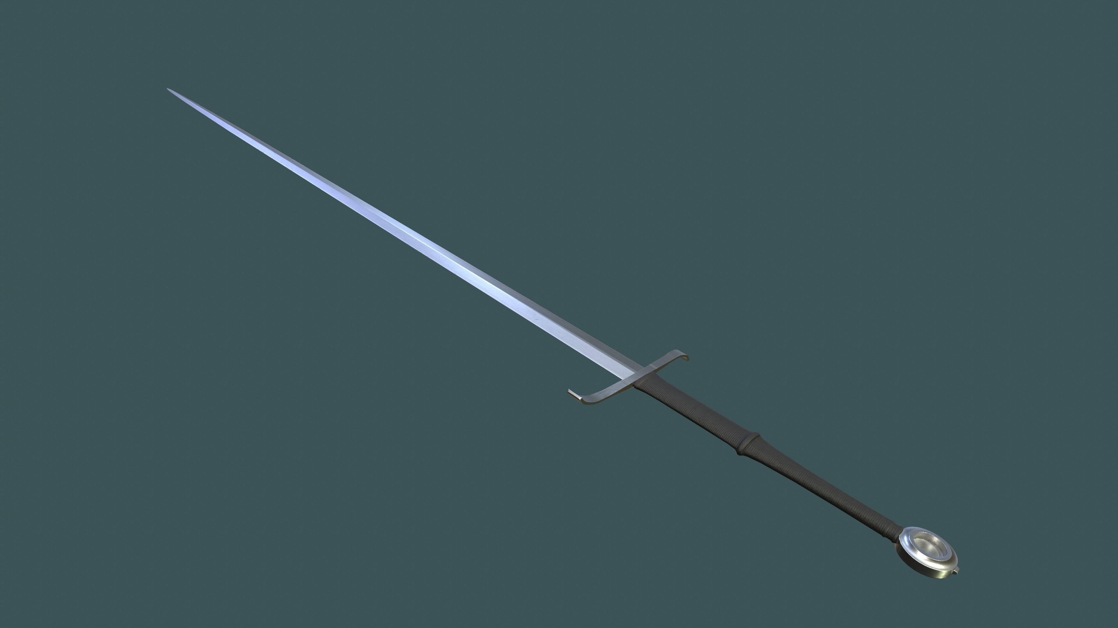 Albion Munich Medieval Sword PBR game ready Low-poly 3D model_1