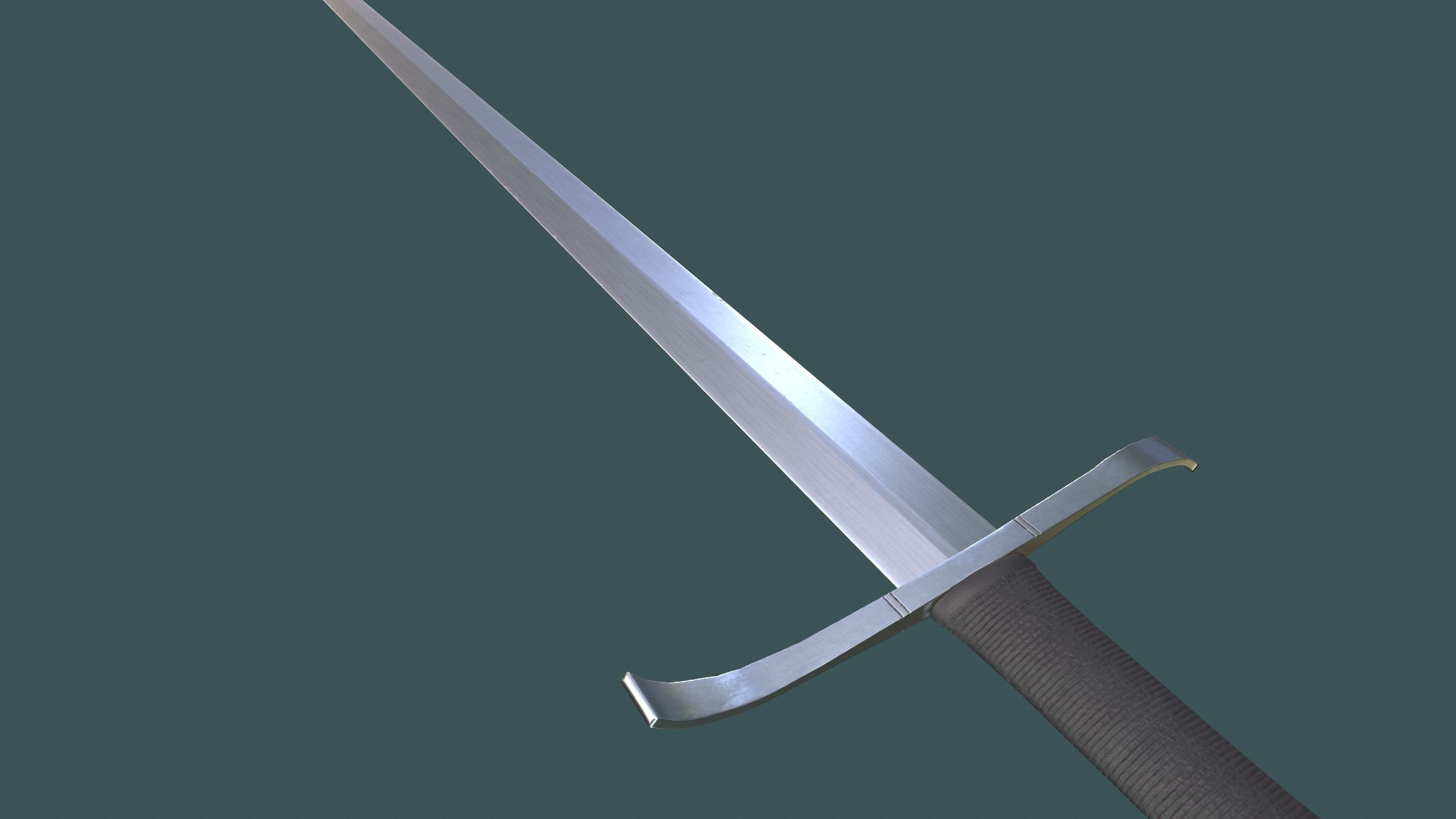 Albion Munich Medieval Sword PBR game ready Low-poly 3D model_2
