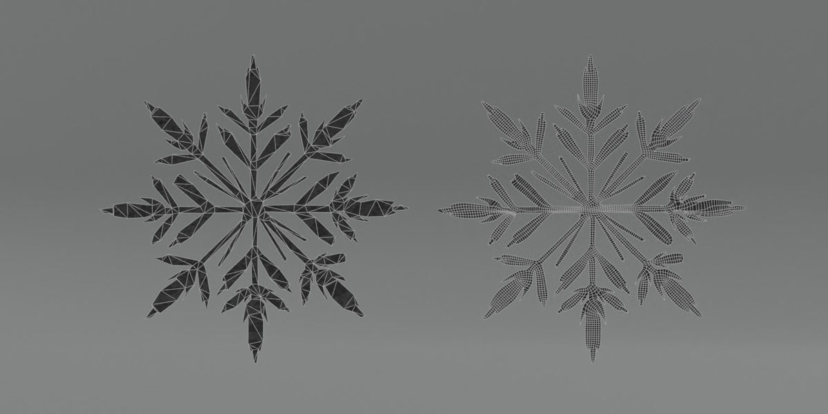 Snow Crystals Pack Low-poly 3D model_4