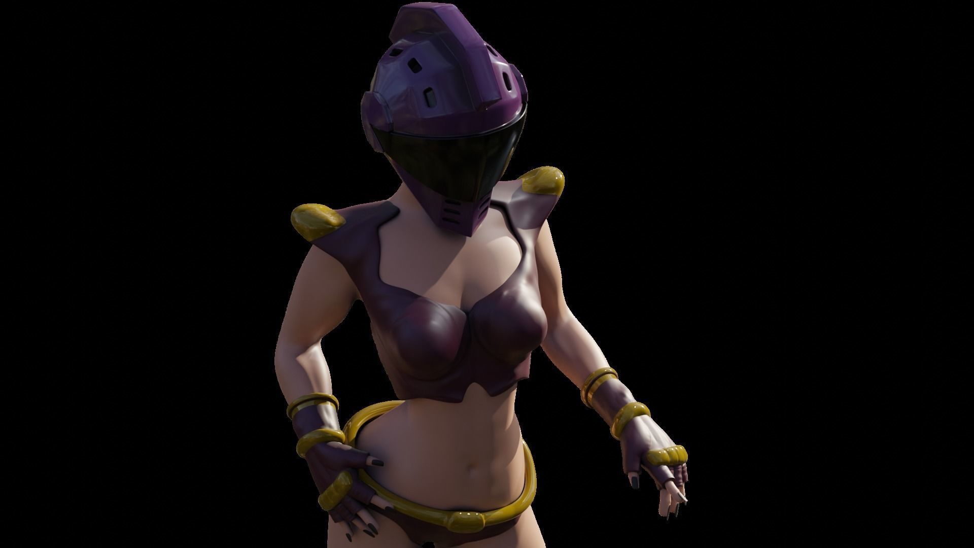 Biker girl 3d print and game rigged Low-poly 3D model