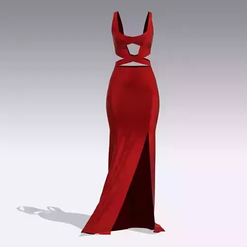 RED SATIN MODERN DRESS