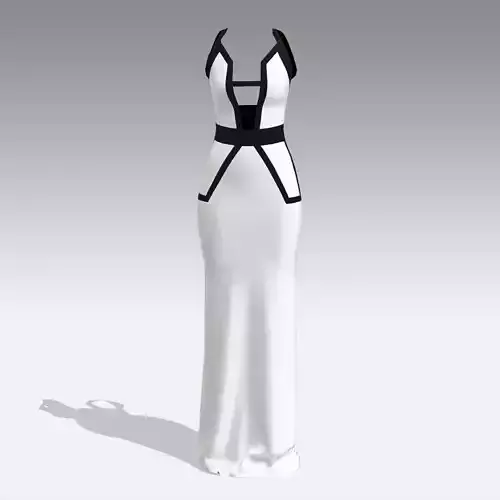 DRESS BLACK AND WHITE MODERN ELEGANCE LONG LOOK