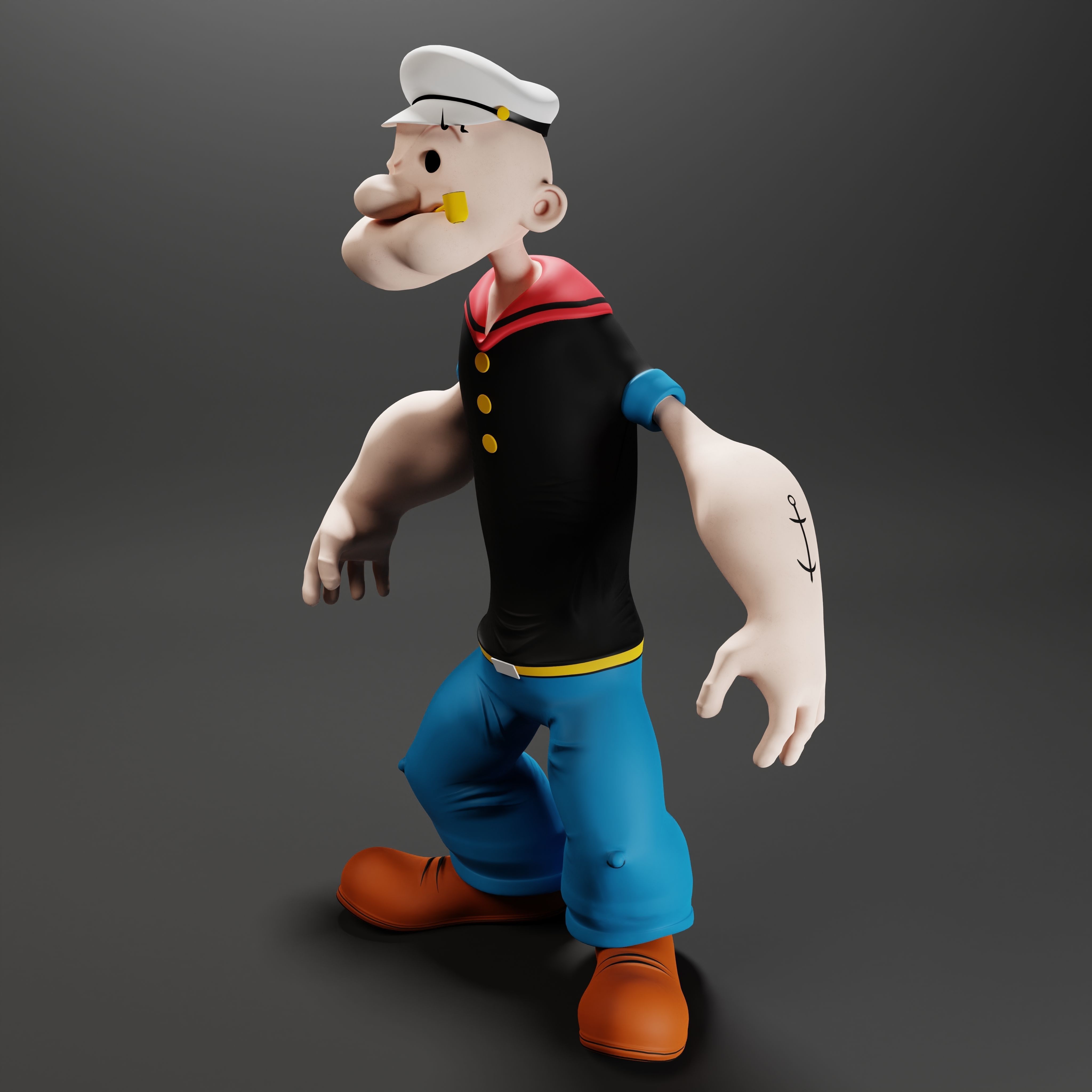 Popeye The Sailor - Rigged Low-poly 3D model_16