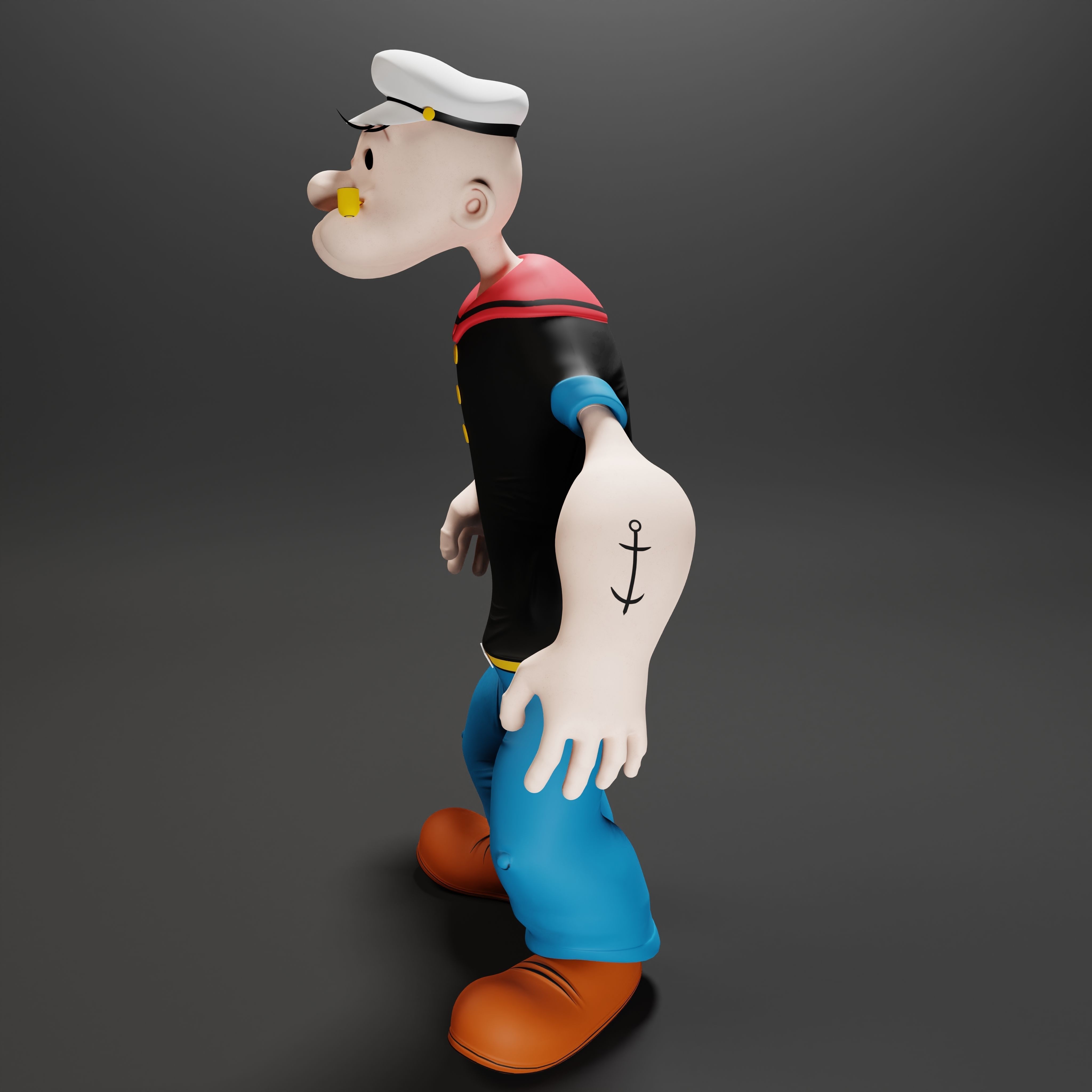 Popeye The Sailor - Rigged Low-poly 3D model_20