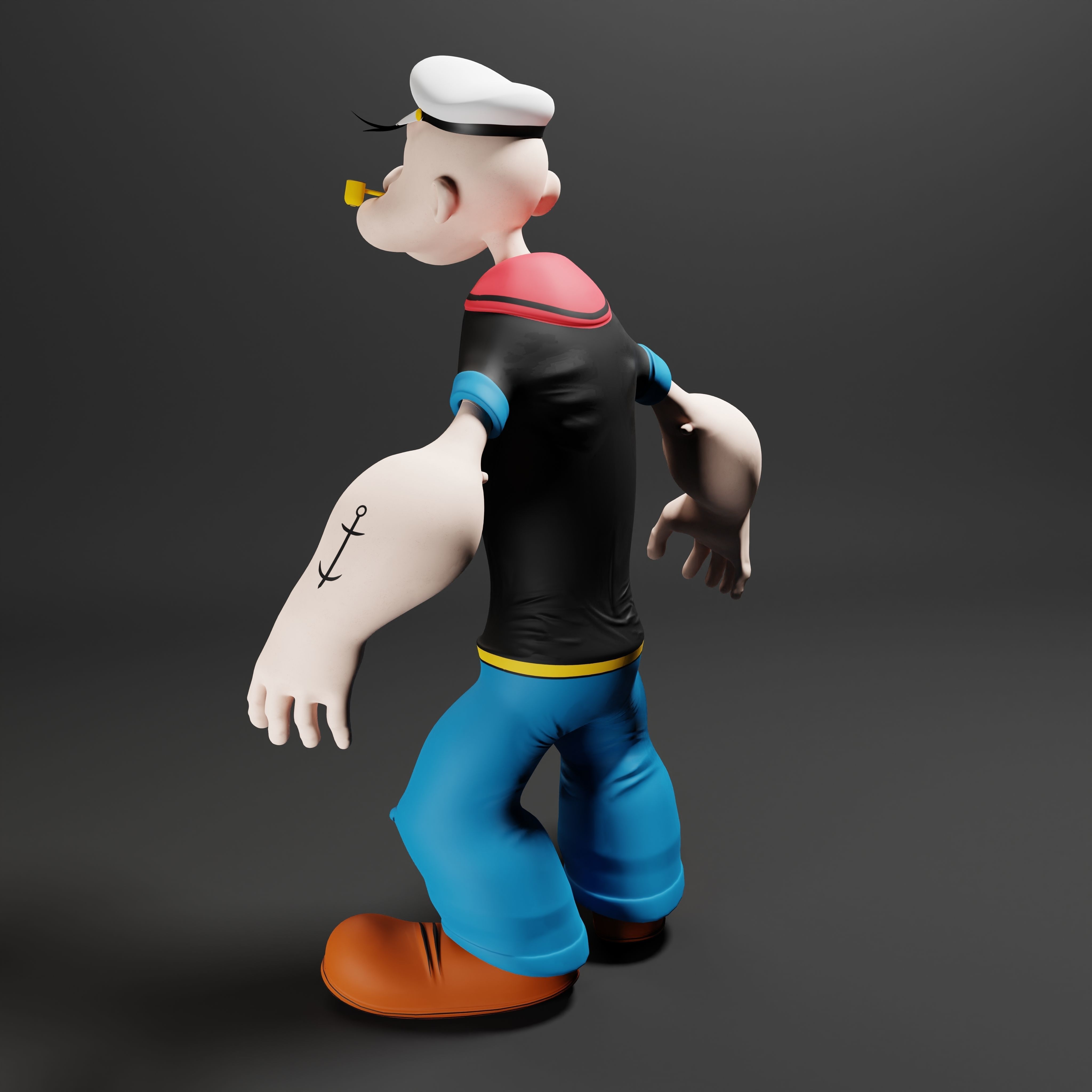 Popeye The Sailor - Rigged Low-poly 3D model_25
