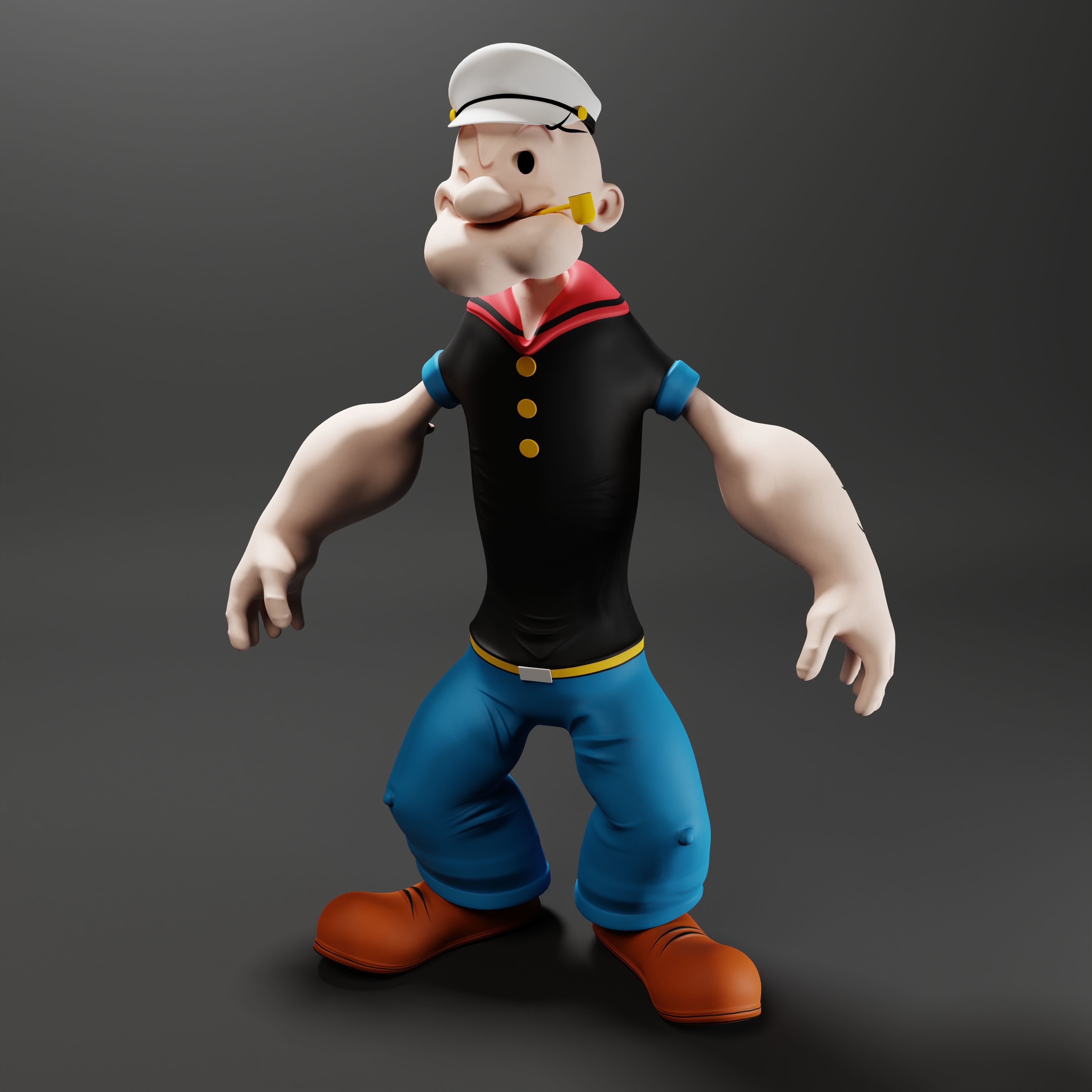 Popeye The Sailor - Rigged Low-poly 3D model_12