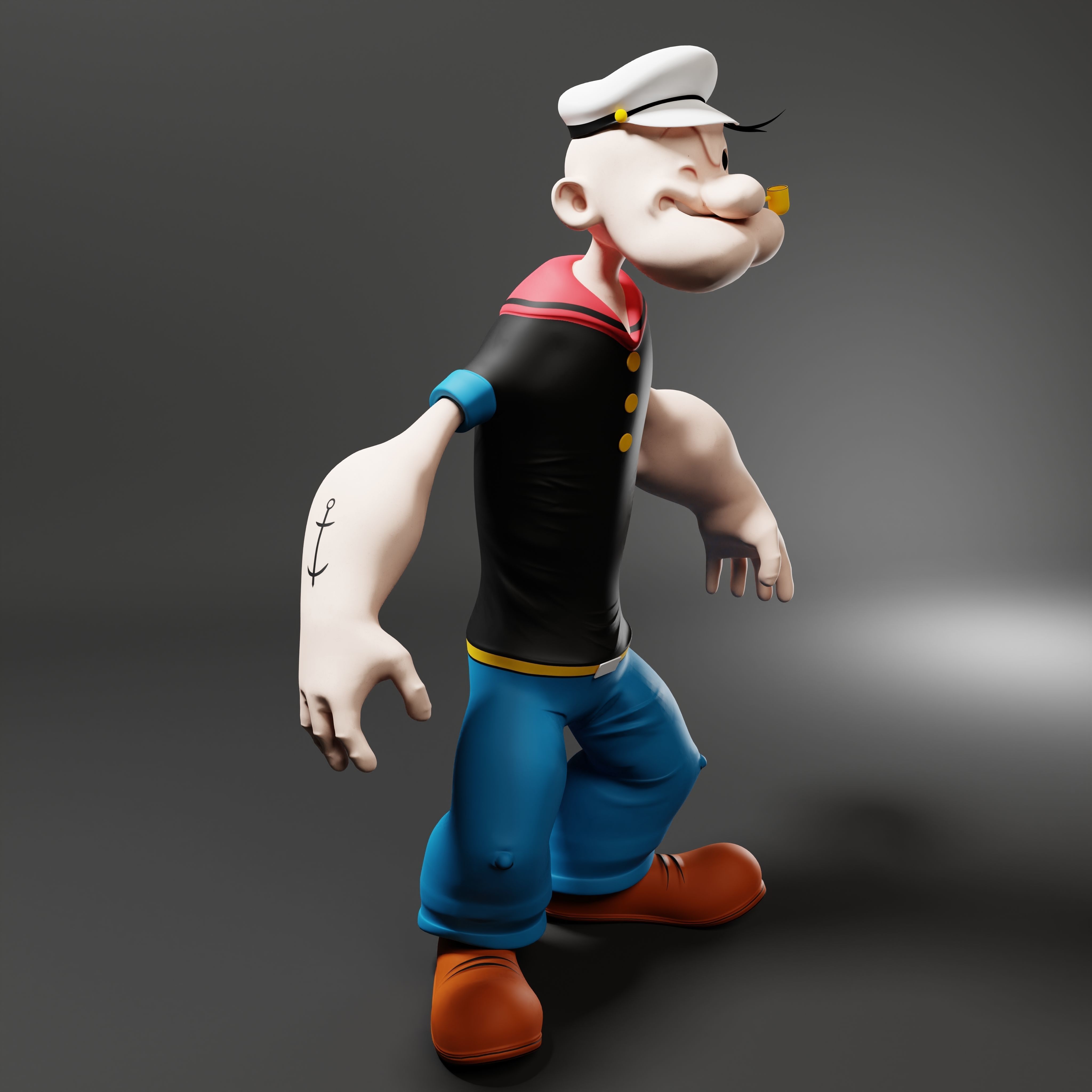 Popeye The Sailor - Rigged Low-poly 3D model_43